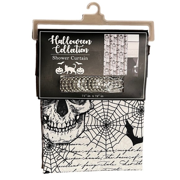 Unbranded Other - Halloween Collection Shower Curtain 71x72 Skulls Spider Webs Bats Pumpkin Decor